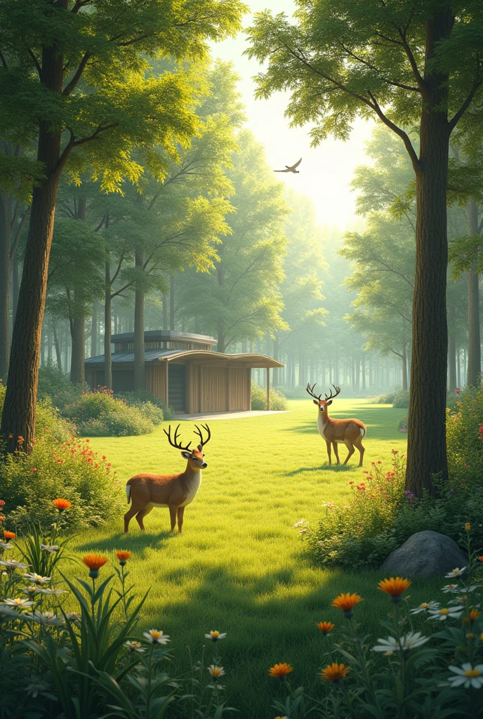 Design for Deer’s Shelter

- **Spacious and Open Garden Area**: Designed to provide ample space for deer to run and jump, closely mimicking their natural forest habitat.
