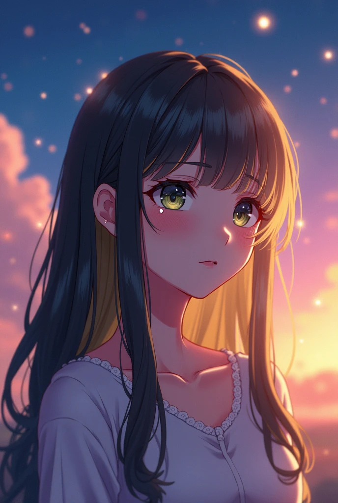 Gacha life girl edit blonde hair with a black tip and tears rolling down her face