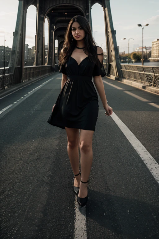 a man in the middle of a bridge, with this background and black dress, and the man's sweatshirt must be put: IagoBeats