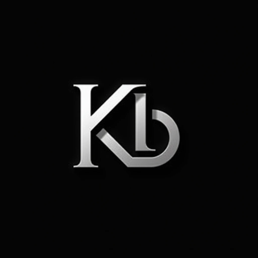 A stylish logo for a football app, black and white, black background, simple but stylish, no color gradients, featuring the letters "k", "b", and"t"