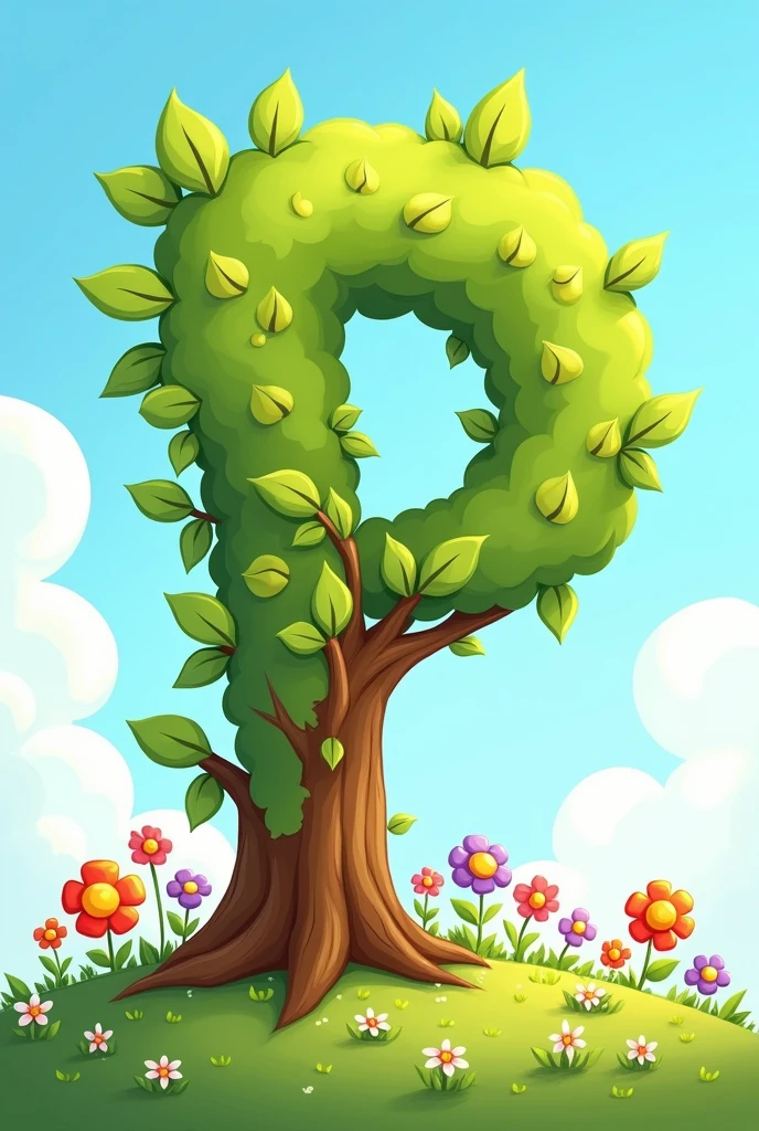 Cartoon Line, letter P tree
