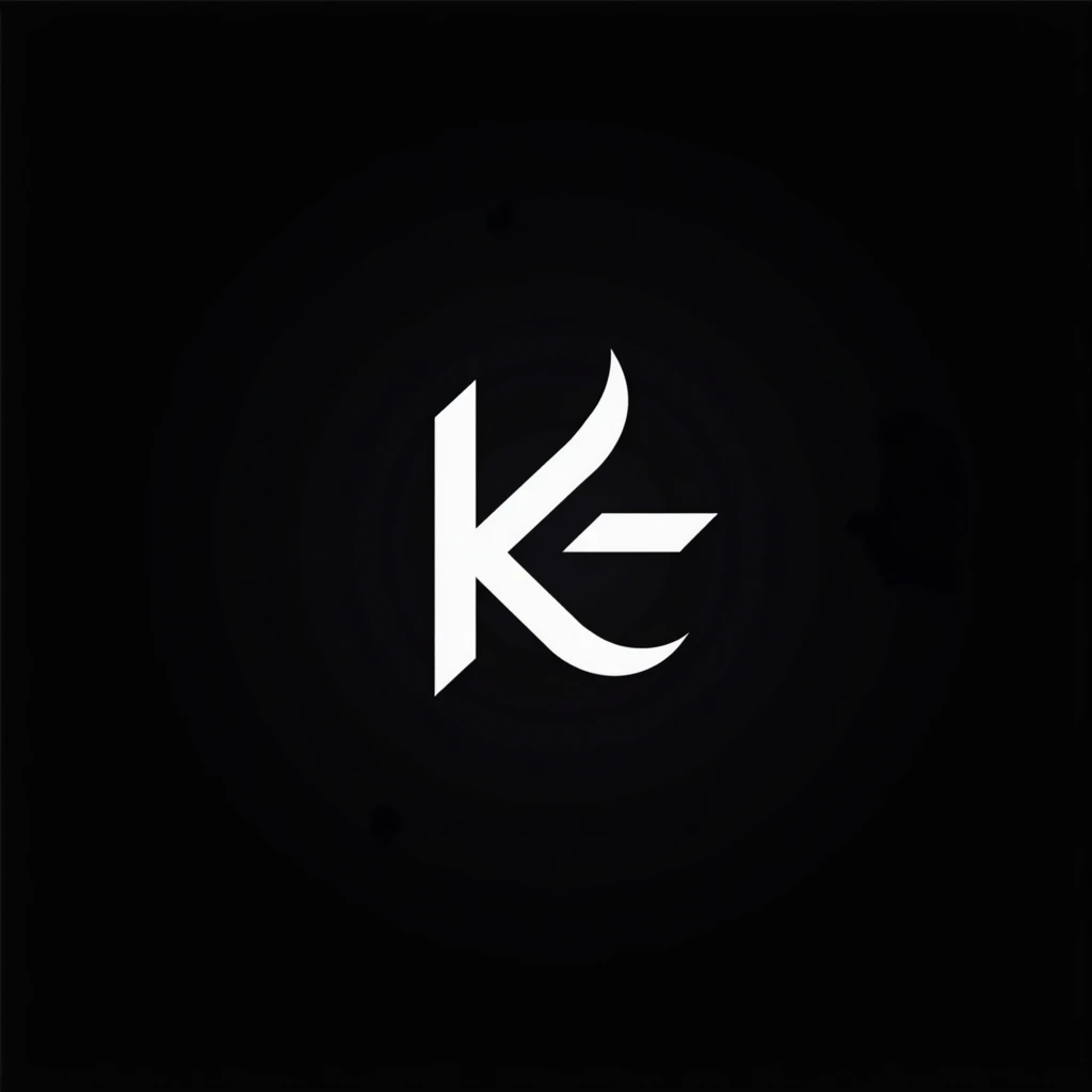 A stylish logo for a football app, black and white, black background, simple but stylish, no color gradients, featuring the letters "k", "b", and"t"