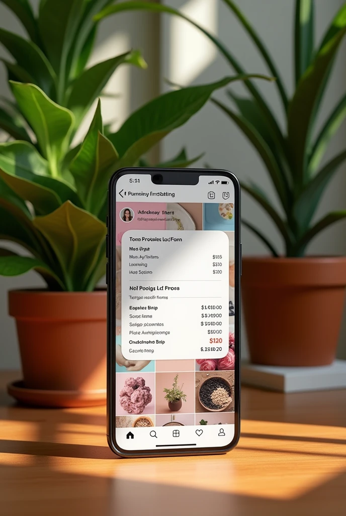Create an image with an Instagram price list 