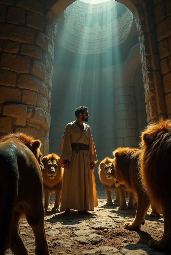 Daniel in the lions pit  
