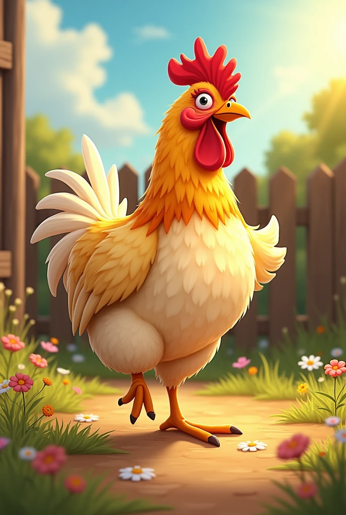 A chicken in a drawing