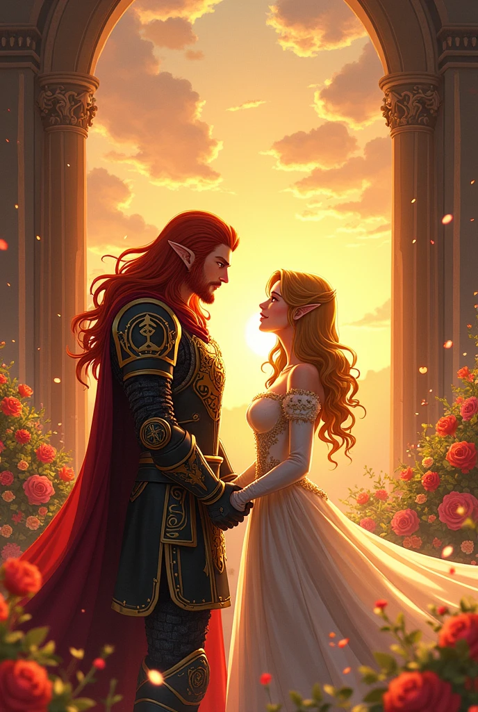 Create Ganondorlf from the Zelda games marrying Princess Zelda in anime style