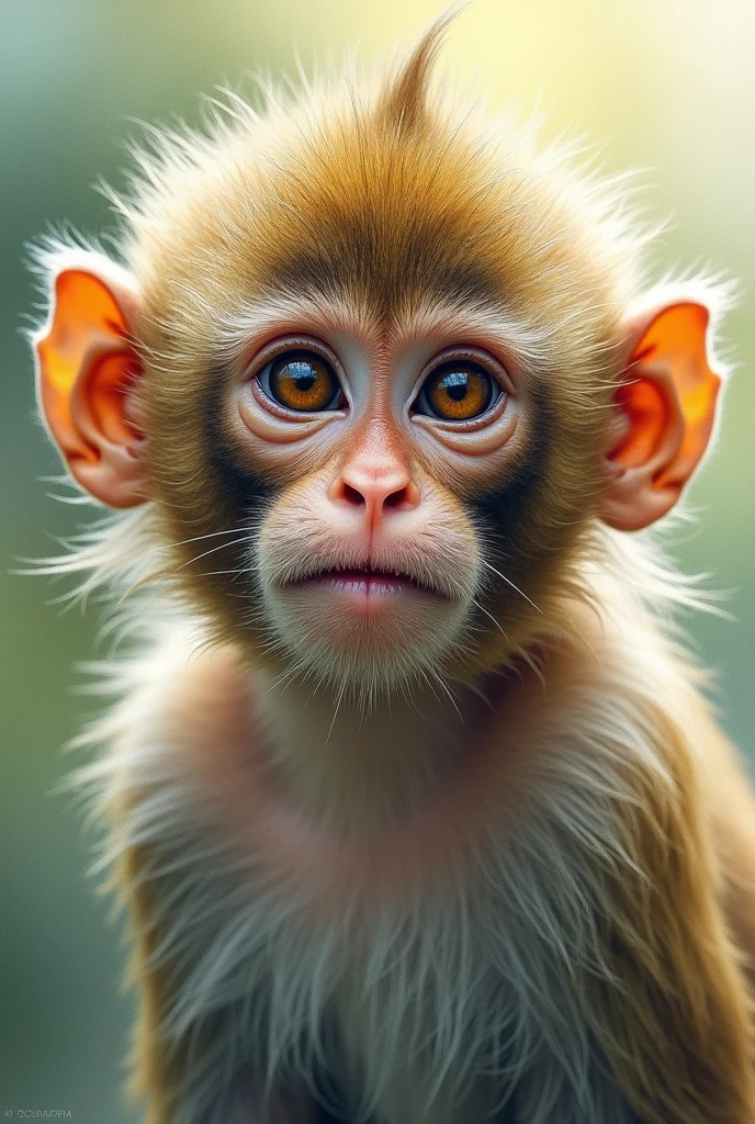 monkey portrait, watercolor painting, photorealistic