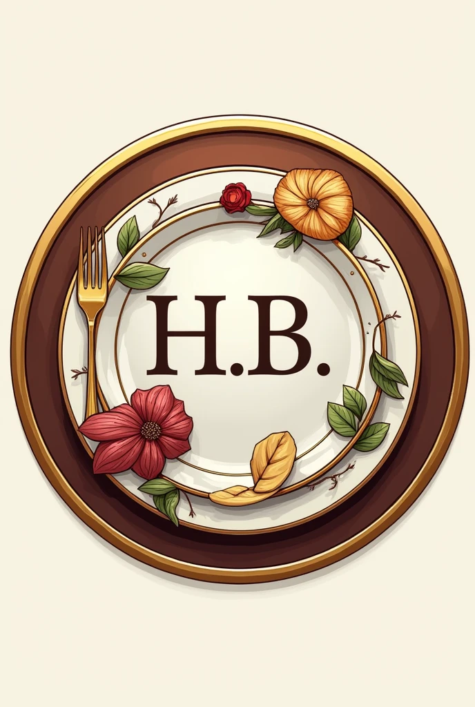 Here’s a refined prompt for your logo:
"Design an illustrated logo for a restaurant called 'H.B.' The logo should be in a round form, featuring elements that symbolize fine dining, such as a stylized plate, utensils, or gourmet food components. Use gold and deep brown as the primary colors to convey a sense of luxury and sophistication. The illustration should be seamlessly integrated within the circular design, with elegant and refined typography that complements the overall theme."