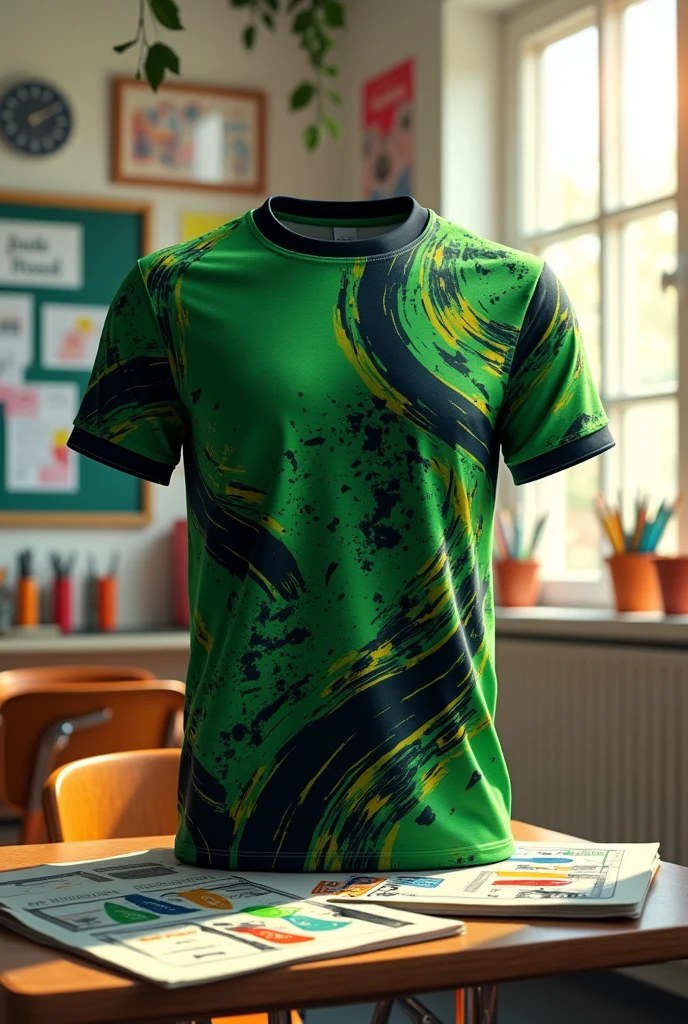 Abstract high school senior shirt with green and black palette