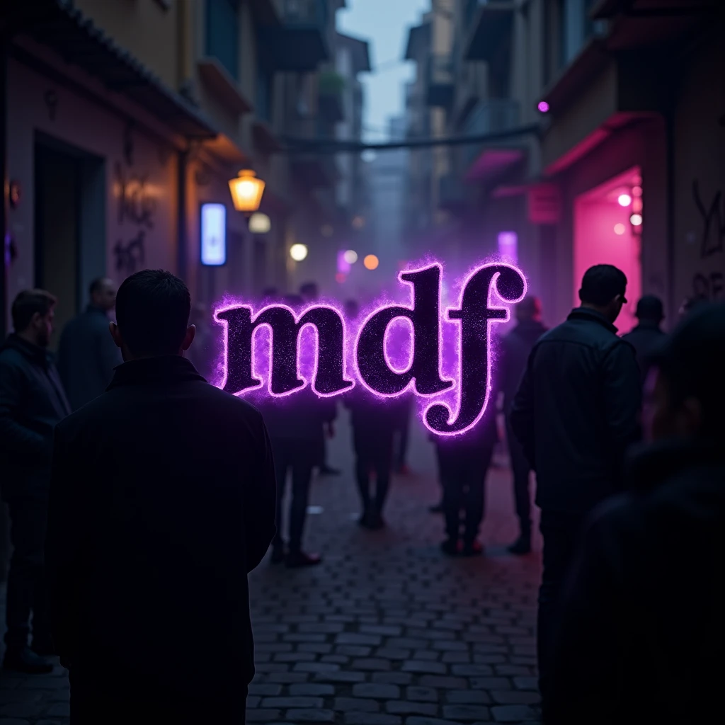 Take a photo for my clan, with the name "mdf" in the middle" make it with a dark font, and put dark purple effects, remembering that the name of the clan is Mafia Da França, so it has something to do with the mafia