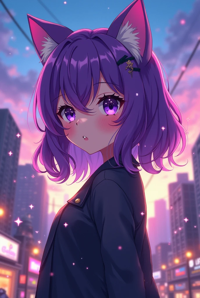 hot anime girl who is small and flat in the chest with pruple hair that is age 23