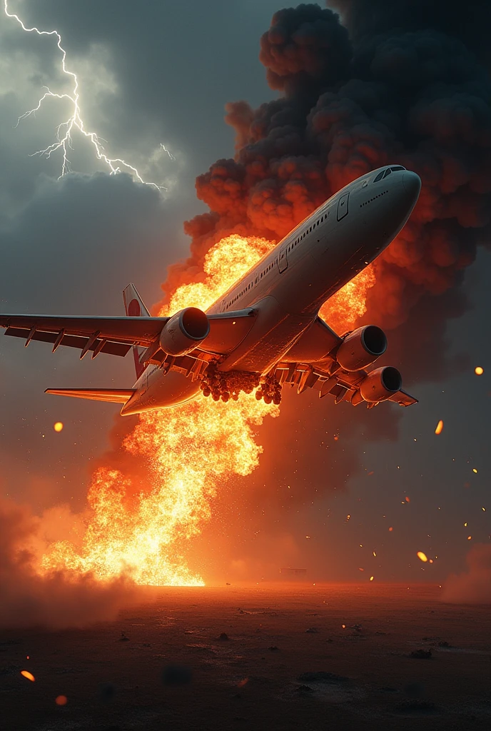 Plane crashing on fire