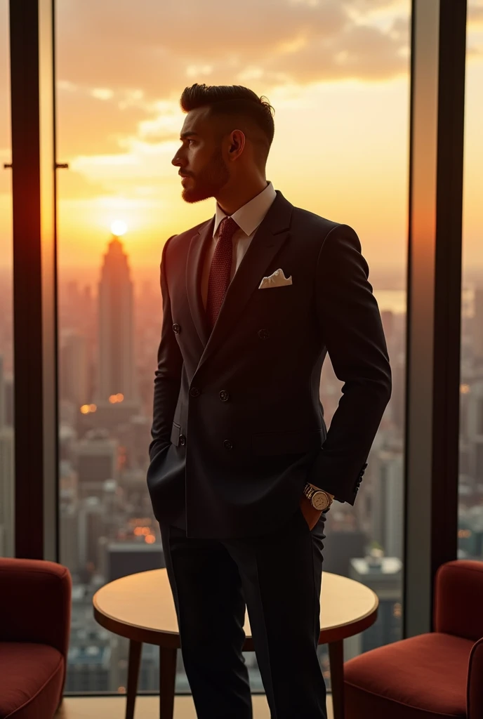 Masculine man , rich , tall , handsome