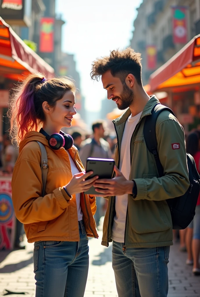 Two young people selling streaming