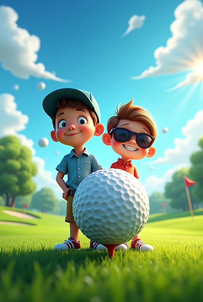 Ball bros golf ball logo with bubble and realistic letters