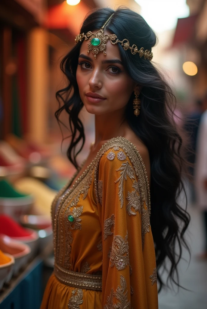 Arab woman adorned with jade stone