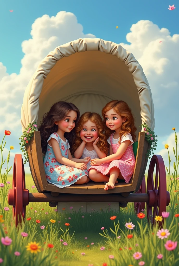 Girls under in the wagon