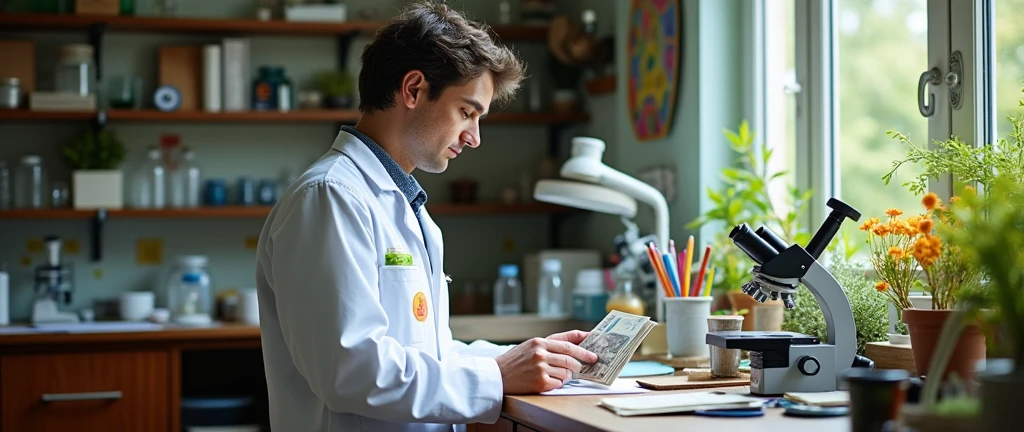 Biologist receiving his salary 