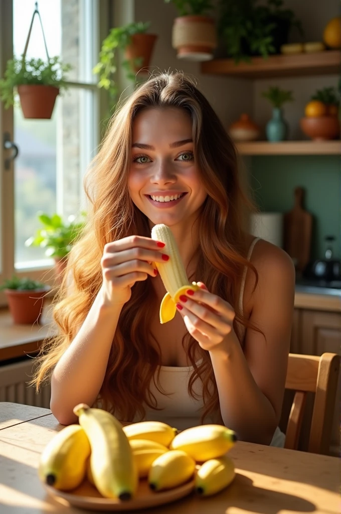 Woman eating a banana 