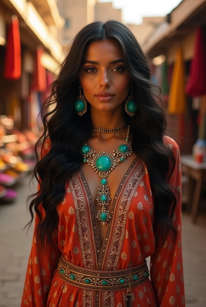 Arab woman adorned with jade stone