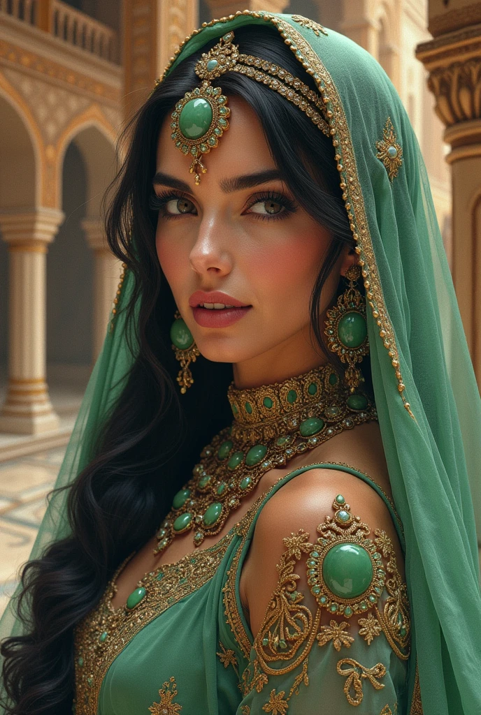 Ai ladi model with India dress eye bol colour green 