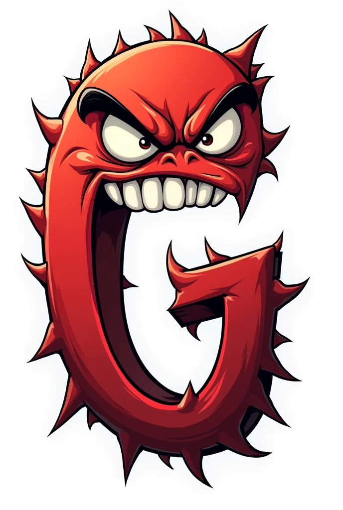 A very angry letter G in print style