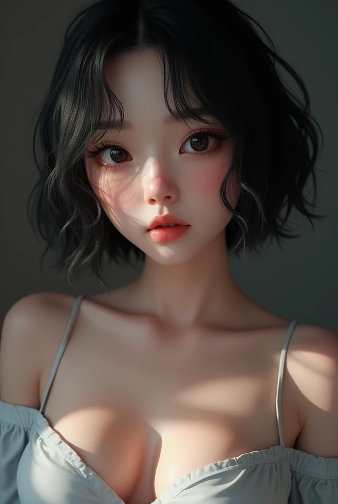 Realistic glowing skin, ,Always look at the camera, ,(sweating:1.2),Black Hair,short hair,Tie your hair short,Silky translucent white skin,best Realistic depiction,(Very detailed美しい顔), Great face and eyes, (Highest quality:1.4), (Very detailedな), (Very detailed CG 統合 8k 壁紙), Very detailed, High resolution raw color photos, Professional photography, Realistic portrait,
 (Detailed RAW photos of the girl&#39;s whole body), Canon EOS R5 250mm, Sharp focus, Cinema Lighting,  (No makeup:1.2), Fine skin, Delicate collarbone,(Ultra-high resolution:1.6), (Realistic:1.6), 