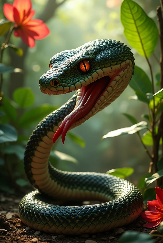 Giant female snake, female snake, big fleshy lips, big full lips, chubby fleshy lips, bimbo lips, tongue out, long tongue, fleshy tongue, full tongue, wet tongue, huge tongue, female lips, oiled, wet mouth, giant snake, giant fleshy tongue,her boobs Are visible
