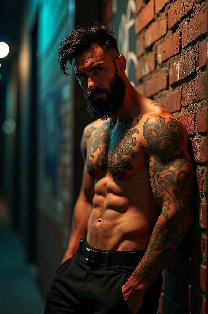 Dominant man, Bull für Cuckolding, Arabs, black hair, three day beard, very trained, wide, tattoos