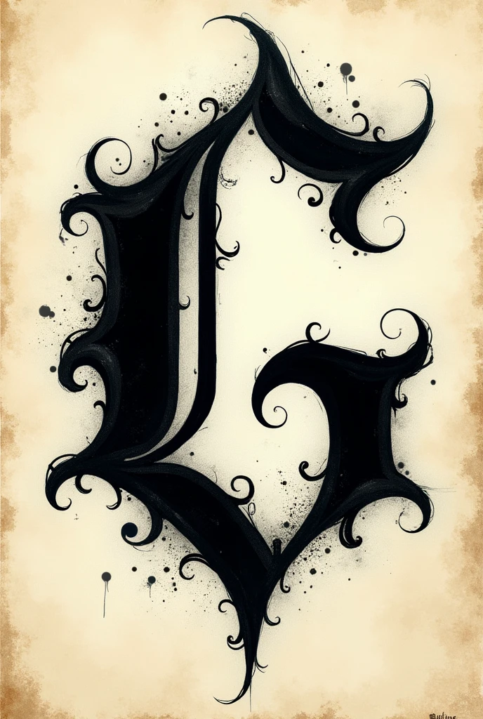 A very angry letter G in black calligraphy style 