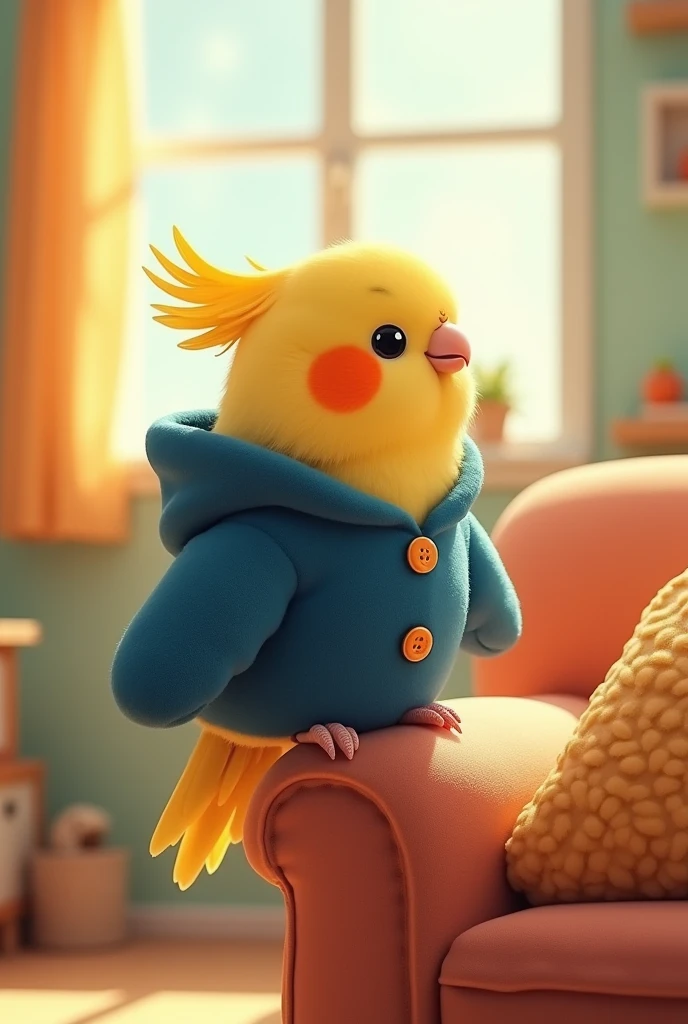 Make a cute cockatiel in a coat