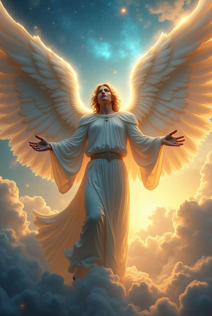 Make an image of a very powerful angel representing the angel gabriel surreal image