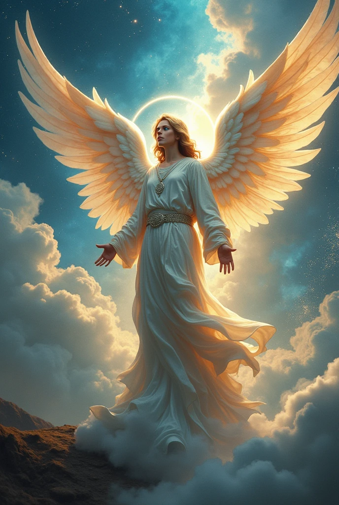 Make an image of a very powerful angel representing the angel gabriel surreal image