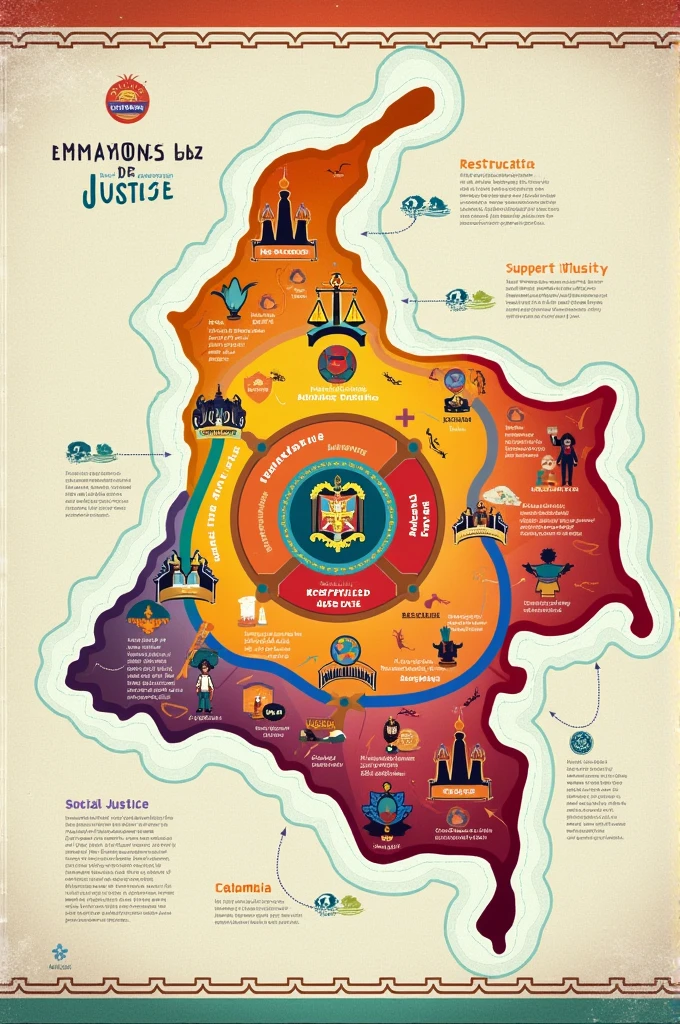 Image of a conceptual map explaining the types of justice in Colombia