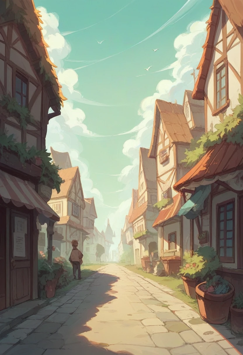 Create a village road nature