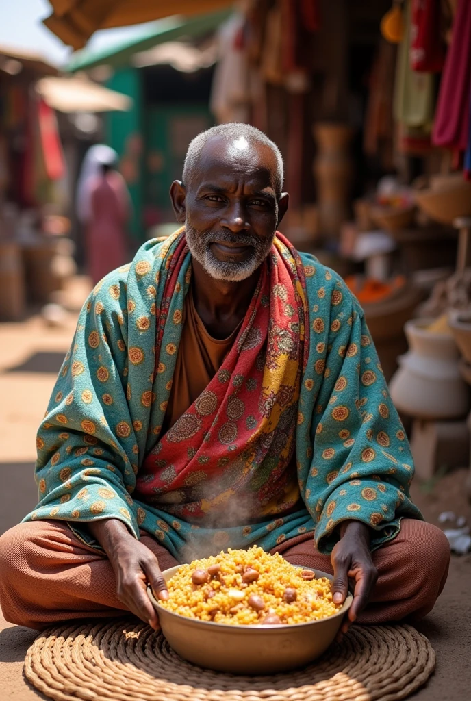 A man eating rice somali