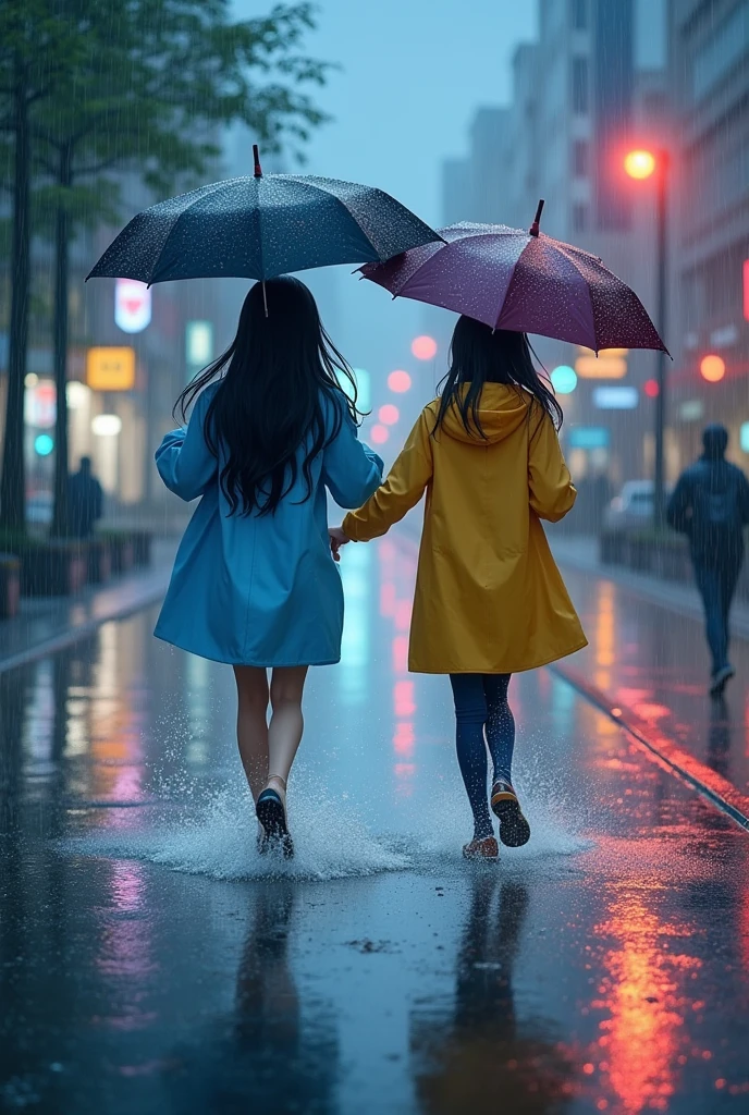 Sawako and Cazehaya running in the rain