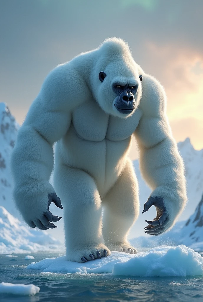 Give me a cross between a gorilla and a polar bear