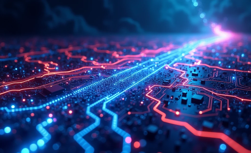 for the cover of LinkedIn a concept of something technological that is part of computer engineering, applying something futuristic and innovative bringing the idea of speed, no character in the picture, only objects