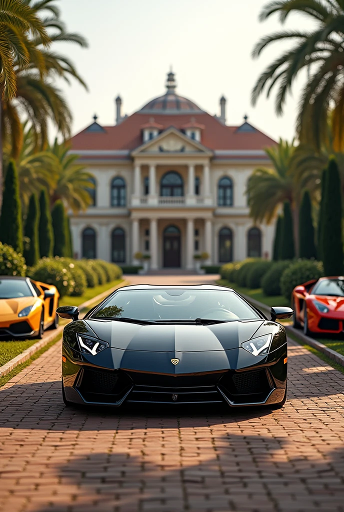 Name plate written in Dr.subhajit Pradhan [MBBS,MS(mch nurosurgeon)] infront of a big mansion where various lurury super cars are parked