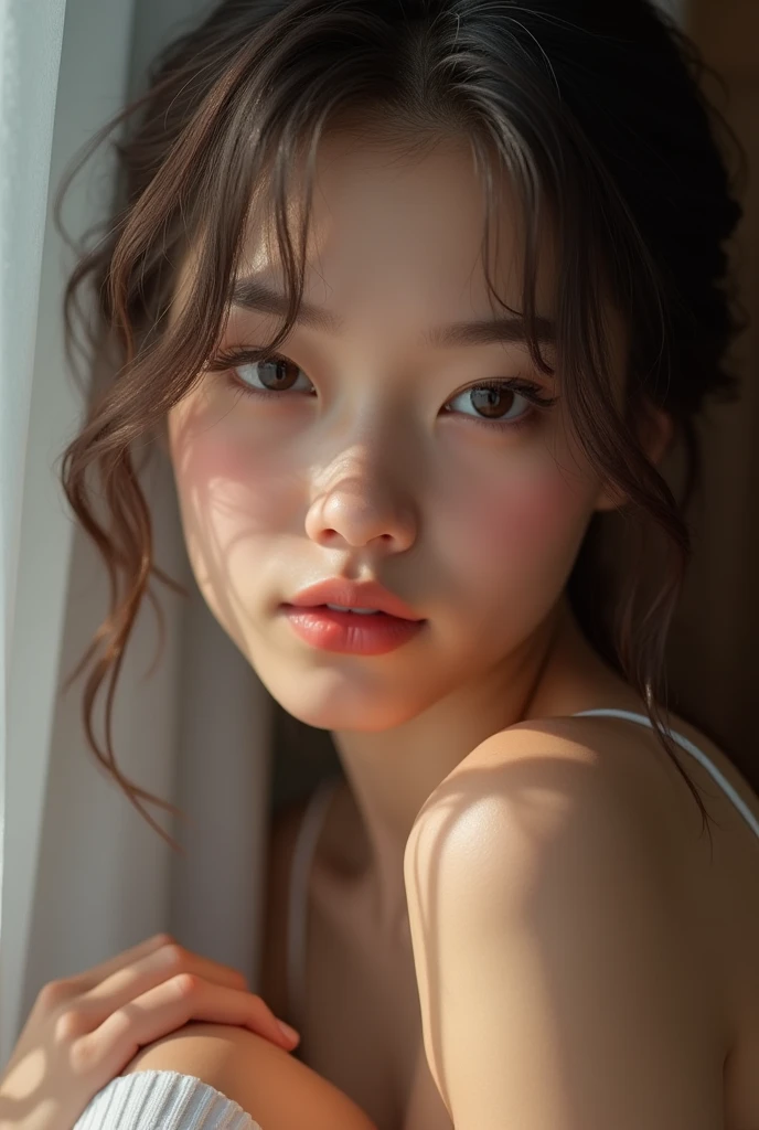 a young girl, sex, sexy, 18 year old, no panties, magnificent detailed face, thick thighs, medium breasts, teen, white thigh highs, no shirt, showing pussy ;best quality,4k,8k,highres,masterpiece:1.2),ultra-detailed,(realistic,photorealistic,photo-realistic:1.37),portrait,HDR,UHD,studio lighting,ultra-fine painting,sharp focus,physically-based rendering,extreme detail description,professional,vivid colors,bokeh