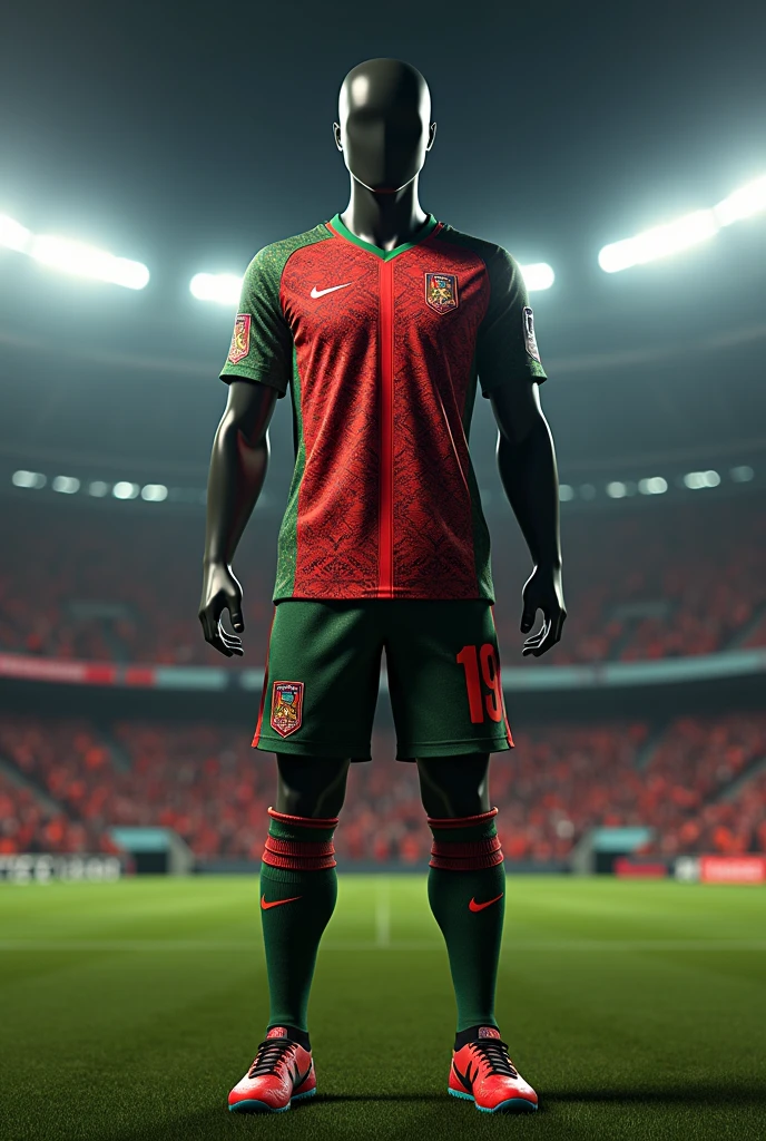 Uniform for a Mexican soccer team for the FC24 video game called Sangre Aztek that looks impressive