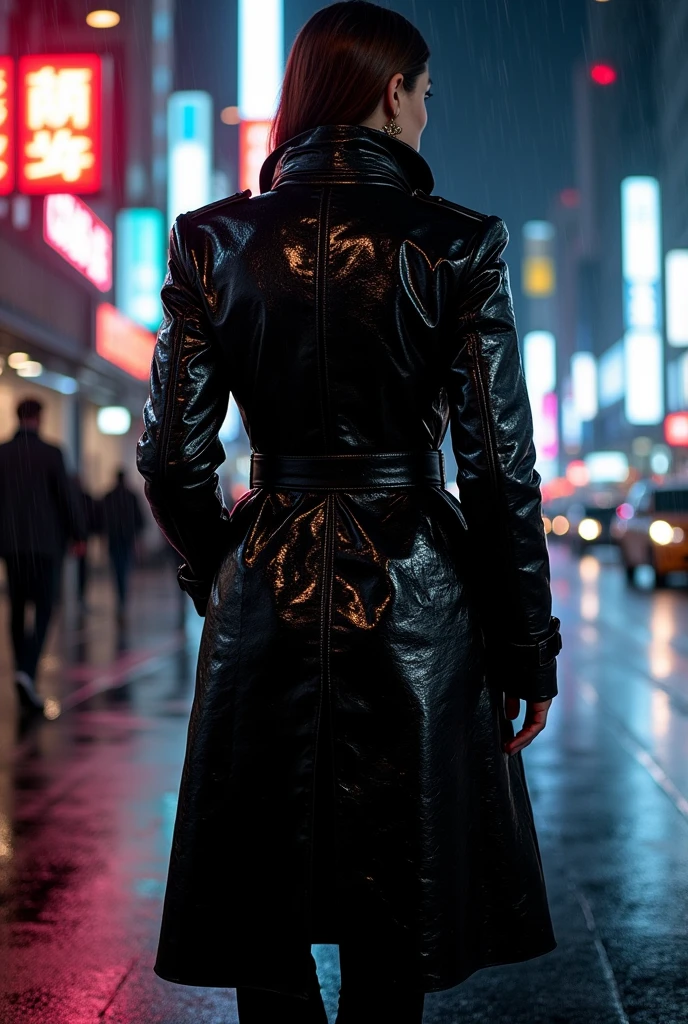 Make a picture of a black trench coat but it&#39;s made of metal 