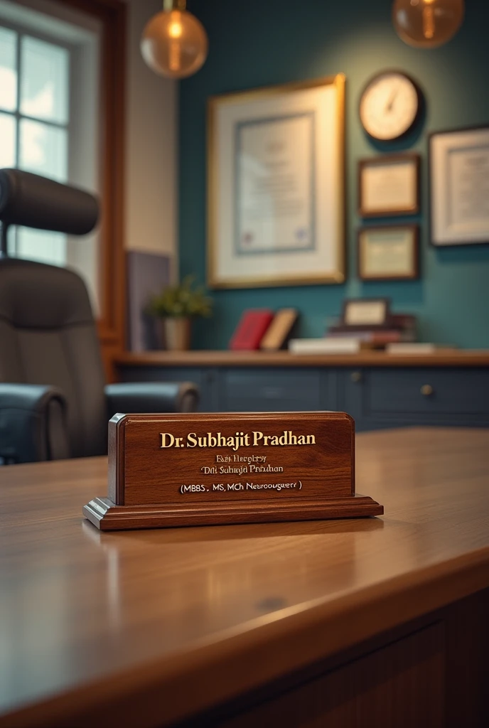 Add a Name plate written in Dr.subhajit Pradhan [MBBS,MS(mch nurosurgeon)]