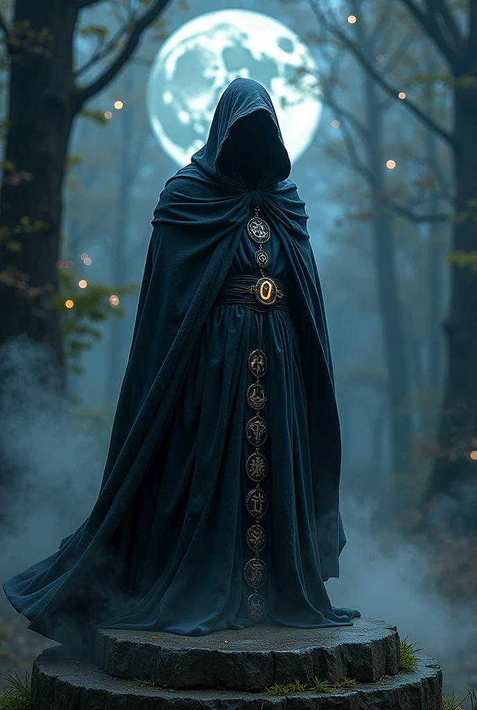 wizard with black cloak covering his body