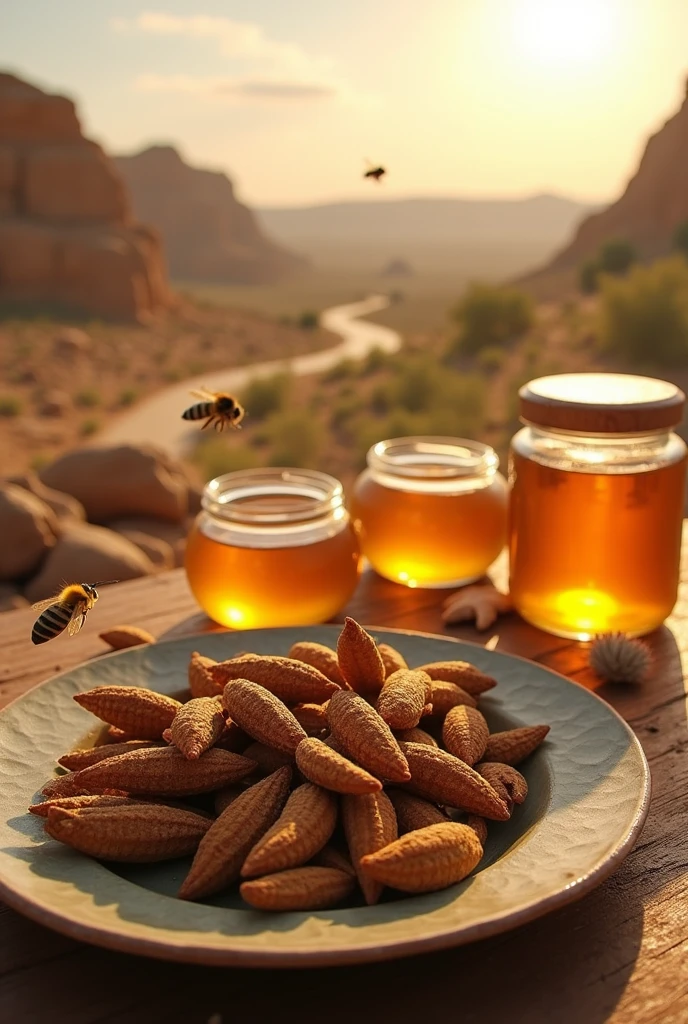 Make a picture of the fruit called locust and the wild honey that John the Baptist in the Bible ate.