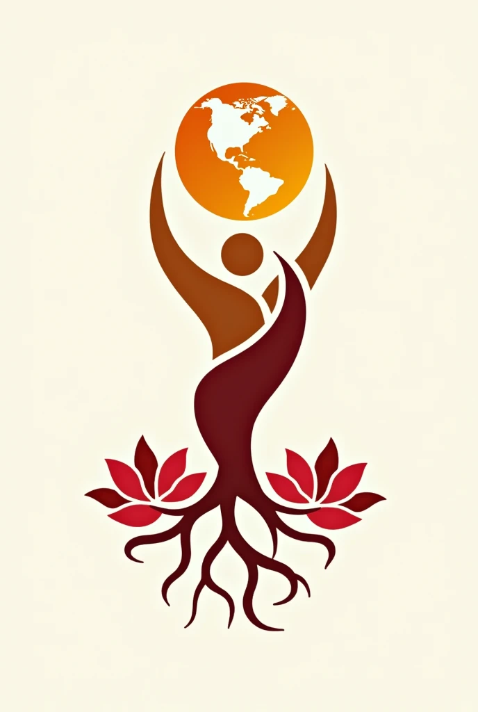 logo for a reception and training center for single mothers that involves these layers - Foundation, trunk, world cup, Roots, red lo, Dome