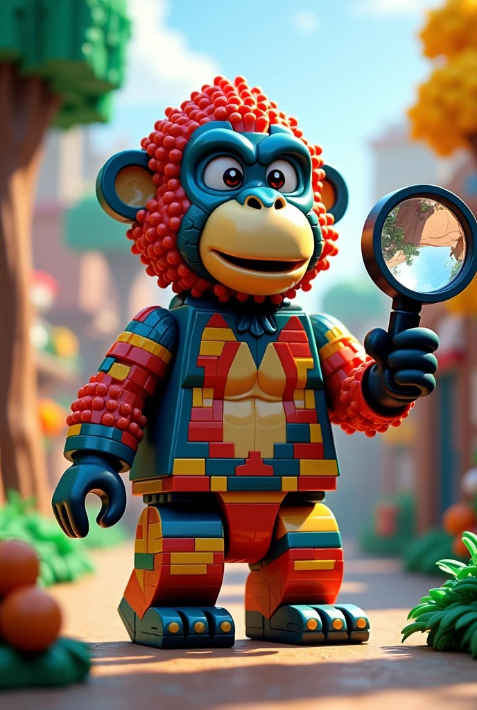 Colored Lego Gorilla Drawing with Magnifying Glass in Hand (instance: team legorillaz)