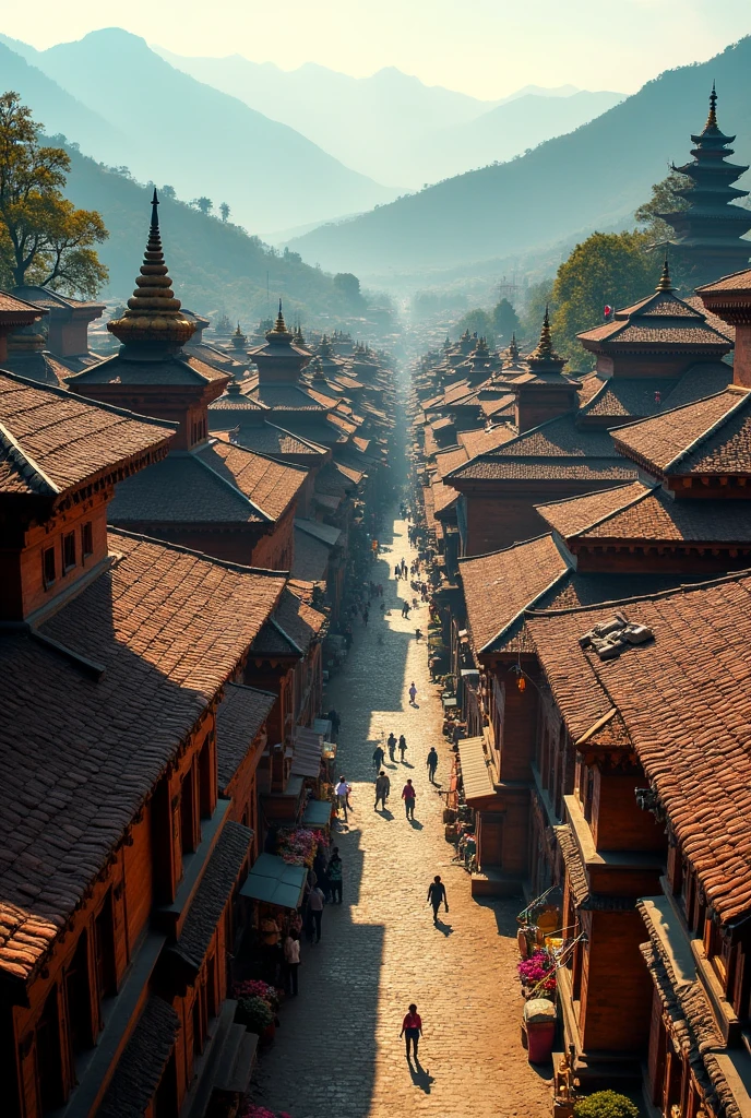Old kathmandu kritipur city from air
