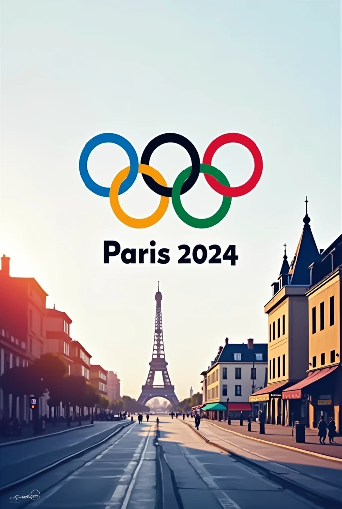 Paris Olympic 2024 logo with just the Olympic rings and "Paris 2024" text in white, with a transparent background. You can use this on any background or photo as needed.
